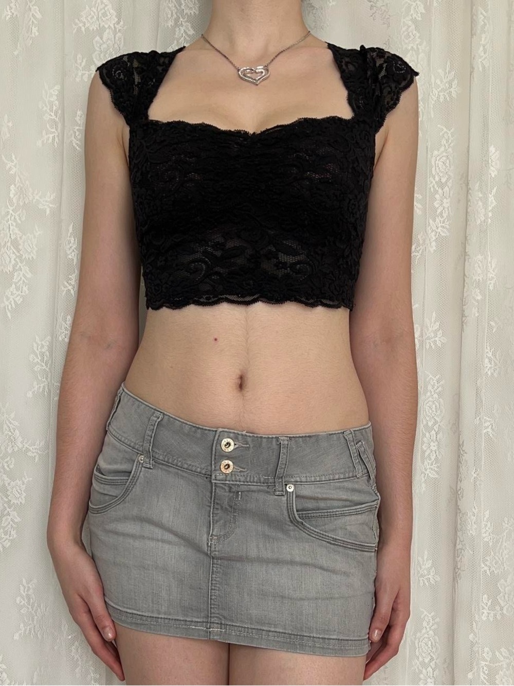 Y2K 2000s Low Rise Grey Denim Skirt From Guess